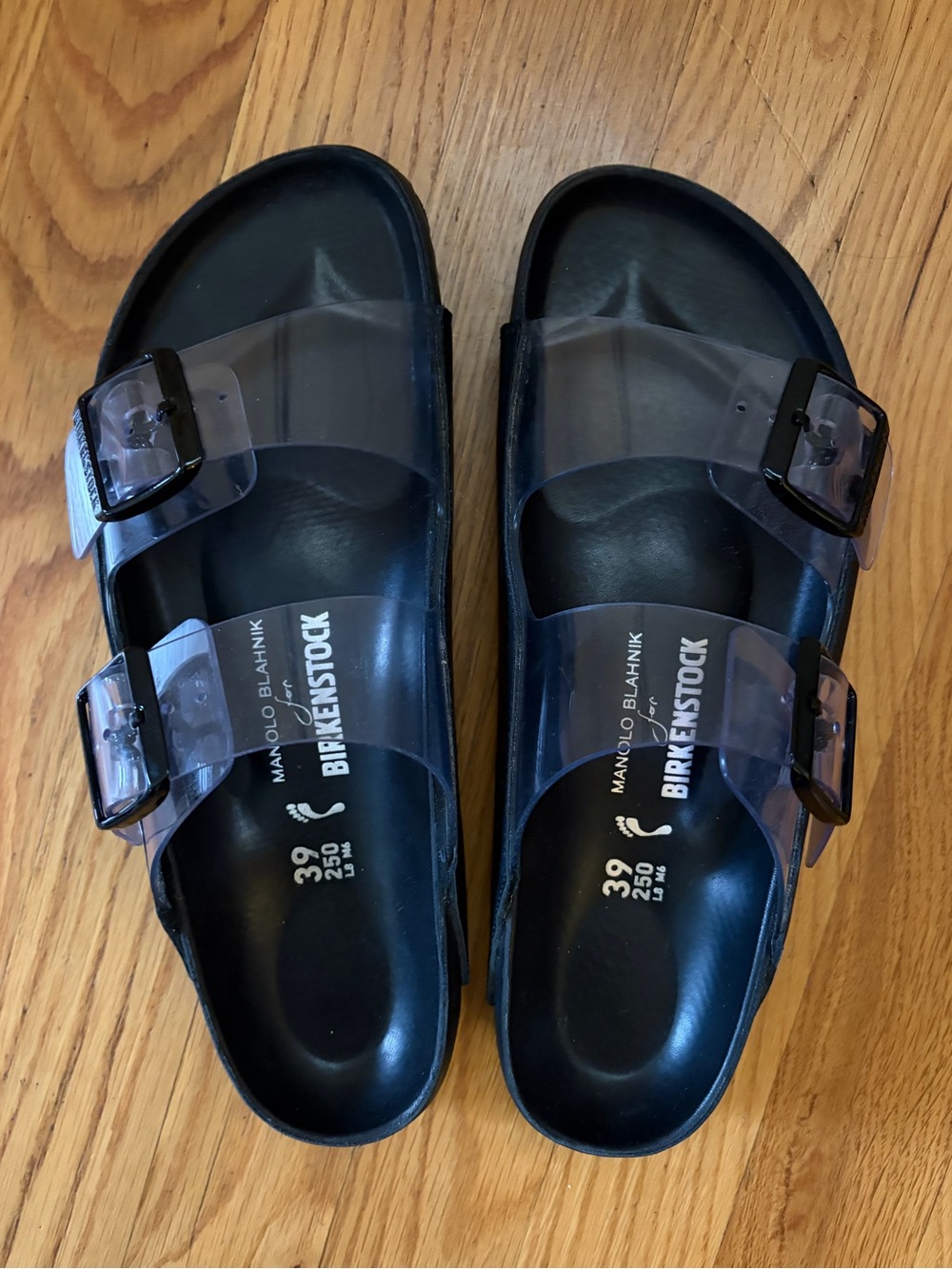 Manolo Blahnik x Birkenstock Arizona PVC Transparent Sandals Size 8 - 8.5 - Picture 2 of 13
